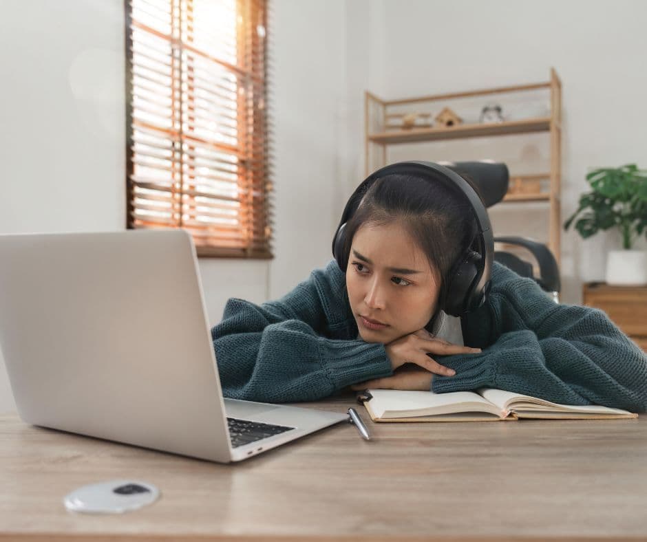 Bored Girl Stuck in a Zoom Call
